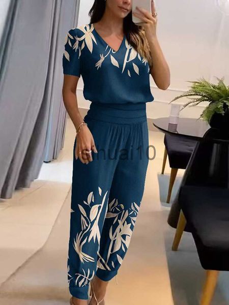 

womens two piece pants new fashion printing 2pcs sportswear matching sets women summer short sleeve elastic waist ladies outfit streetwear d, White