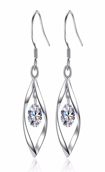 

elegant fashion 925 sterling silver dangle earrings women crystal cz zircon shining stud ear rings jewelry1557490