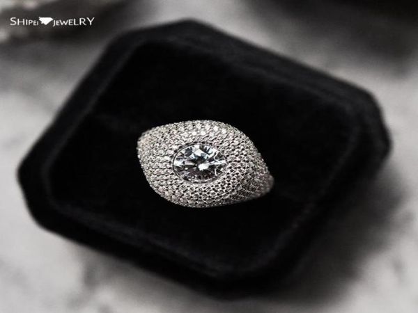 

cluster rings shipei 925 sterling silver round cut created moissanite gemstone party hyperbole personality ring for women girl fin5829322, Golden;silver