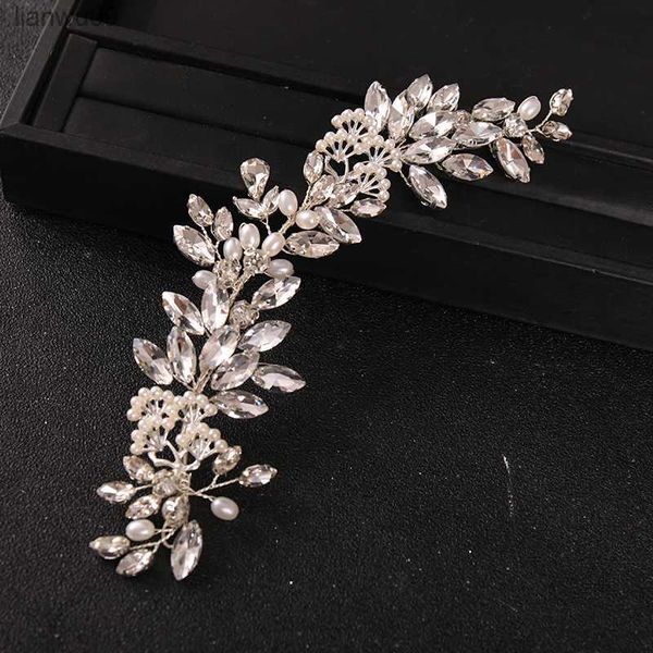 

fashion wedding headdress for bride handmade wedding crown floral pearl crystal hair accessories hairpin ornaments l230704, White;golden