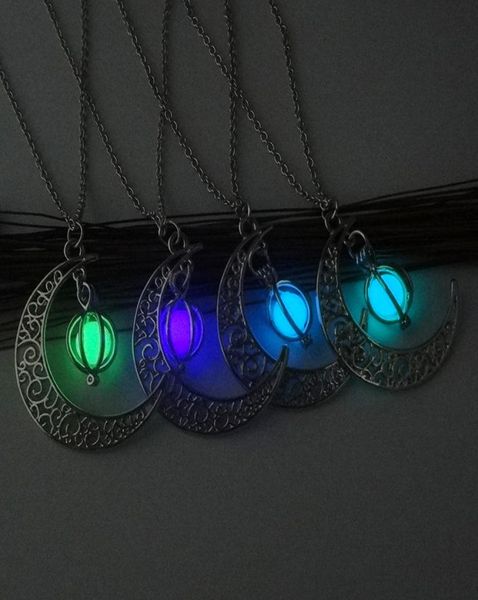

moon glow in the dark necklace glowing stone luminous necklaces silver color fluorescent pendant for women children fashion jewelr5808766