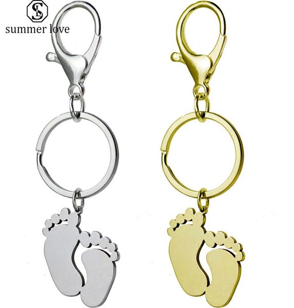 

personalized custom baby birthday foot keychain stainless steel engraved name date foot footprint keyrings for mom mother039s d1807328, Slivery;golden