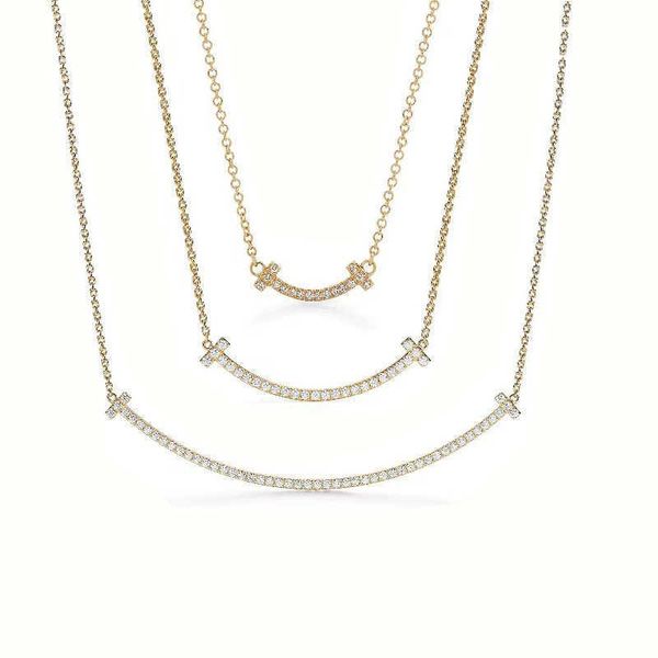 

original new fashion tiffayffay s925 sterling silver gilded diamond smile necklace tiffaye smiling face collar chain jewelry female, Black