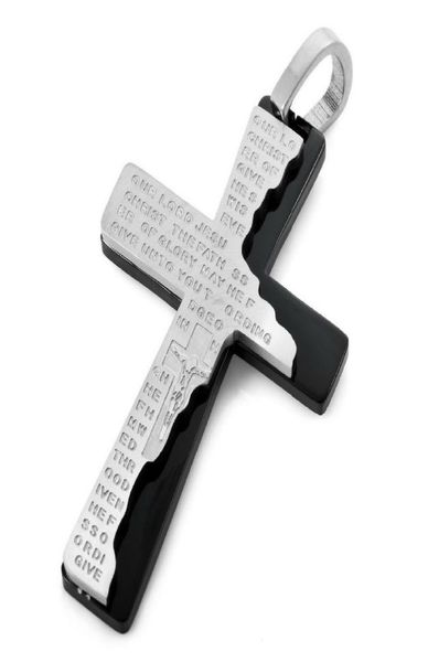 

fashion men pendant punk rock silverblack bible lords prayer jesus christ crucifix cross pendant necklace chain p66896481014, Silver