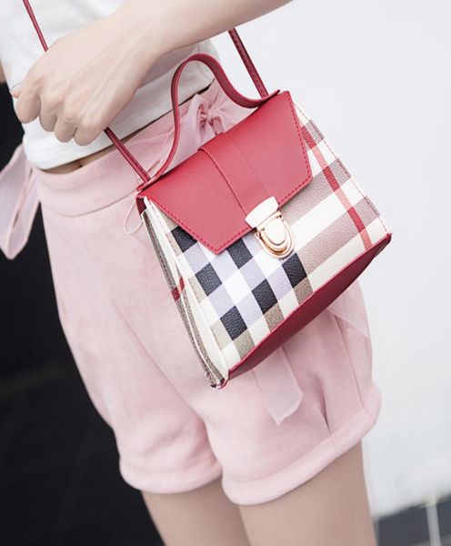 

children plaid handbags ins kids pu leather one shoulder bag fashion girls lattice messenger bags lady mini purse a36256828012, Black