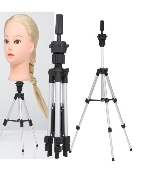 

adjustable wig stand hairdressing tripod stand training mannequin head holder clamp hair wig false head model stands with nonslip4778559, White