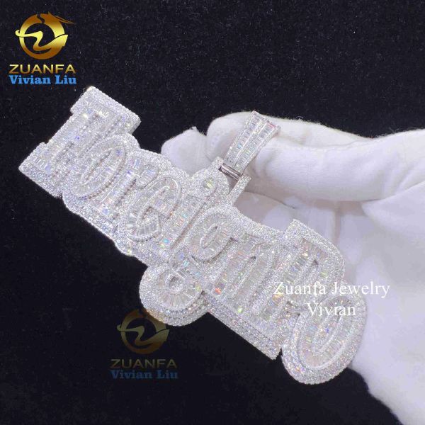 

luxury diamond sterling silver 925 hip hop jewelry custom vvs moissanite pendant
