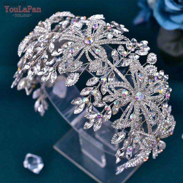 

youlapan flower headband for bridal wedding headpiece jewelry hair accessories woman tiara bride headdress for party hp395 l230704, White;golden