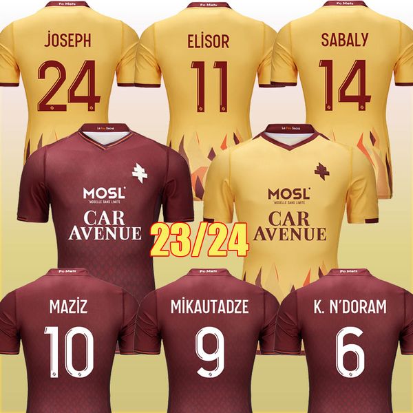

23 24 fc metz soccer jerseys elisor mikautadze jallow niane 2023 2024 maillot de foot danley sabaly home away third football shirts men unif, Black;yellow