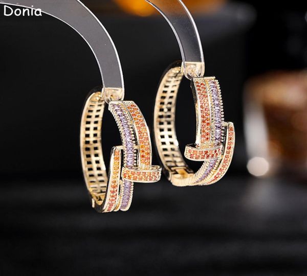 

donia jewelry luxury stud european and american fashion nails copper microset zircon twocolor creative designer silver needle ea9531382, Golden;silver