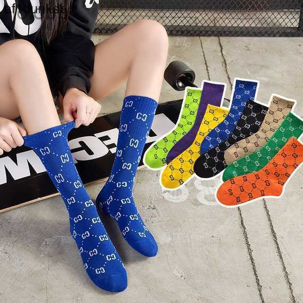 

fall ggity 9color brand designer socks luxury classic winter letters embroidery print comfortable breathable men women stockings knitted spo, Black