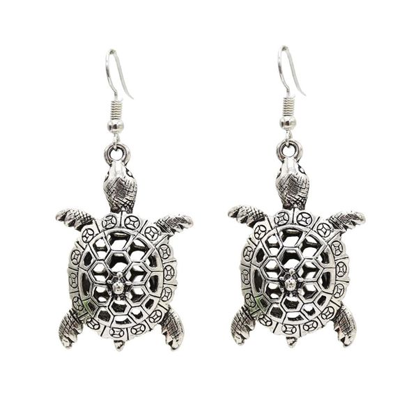 

retro flower pattern cute animal style elephant turtle shape alloy drop dangle earrings for women gifts9395984, Silver