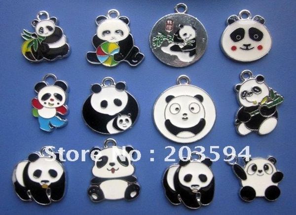 

whole 100pcslots diy alloy enamel mixed panda charms animal pendant bead5775969, Bronze;silver