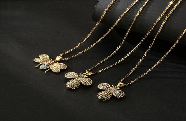 

fashion 18k gold micro pave zirconia animal bee pendant necklace for women party gift5844249, Silver