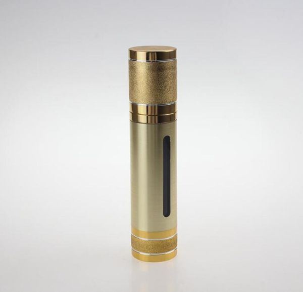 

whole lotion pump botttle in airless 50ml empty airless serum pump bottle in round airless bottle packaging with gold cover7979121