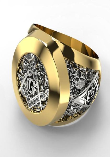 

stainless steel fashion jewelry masonic ring for men mason symbol g templar masonry rings6192125, Golden;silver