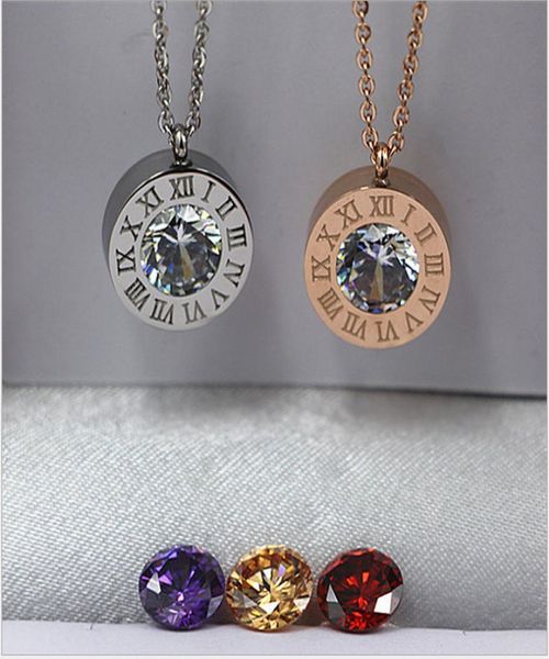 

new round of digital diamond roman numerals titanium steel necklace trade titanium steel jewelry whole europe and the united s1849552, Silver