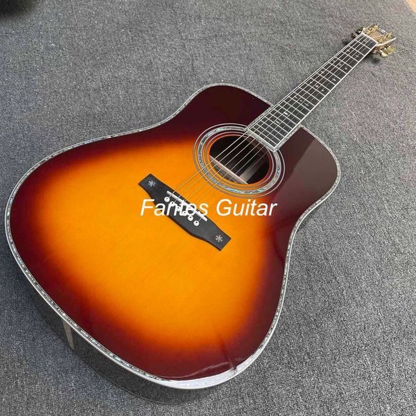 

custom dreadnought 41" solid spruce acoustic guitar with rosewood back side rosewood fingerboard in sunburst