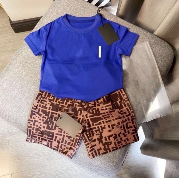 

kids designer clothes children's suit 2023 new summer letters western casual two-piece cotton short-sleeved shorts, White