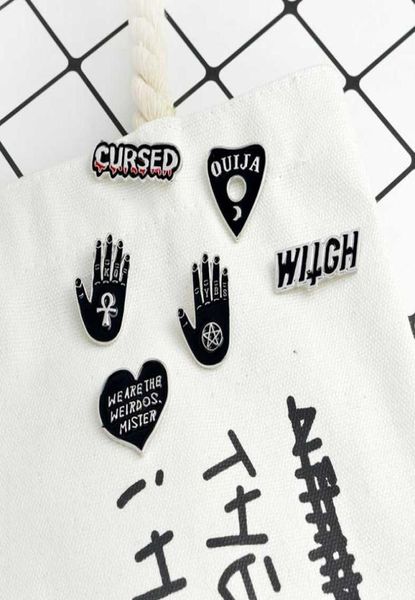 

enamel pins and brooches witch cursed ouija we are the weirdos mister black pin set goth pin goth punk backpack badge shirt collar6088889, Gray