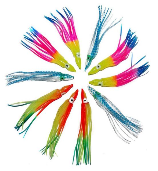 

30pcs 12cm soft plastic ocs fishing lures for jigs mixed color luminous silicone ocs skirt artificial jigging bait8393900