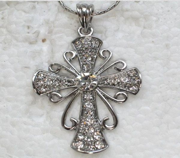 

whole crystal rhinestone cross necklaces pendants chains f1679271669, Silver
