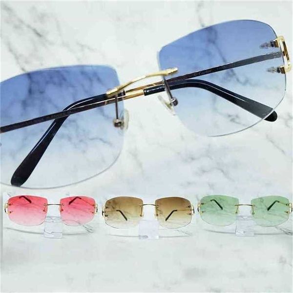 

42% off big square men luxury trendy glasses mens accessories women shades eyewear rimless carter pink blue sunglasseskajia new, White;black