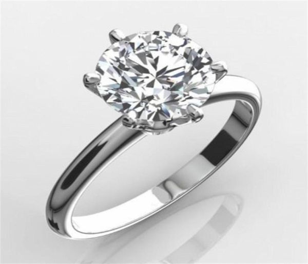 

classic luxury real solid 925 sterling silver ring 2ct roundcut sona diamond wedding jewelry rings engagement for women sz 410 s3288994, Slivery;golden