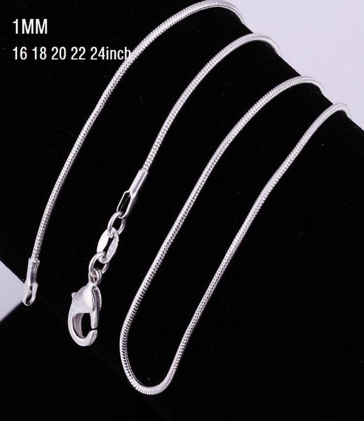 

1mm 1624inch 925 sterling silver chain necklace 925 stamped snake necklaces for women fashion jewelry discount 1pcs3947942