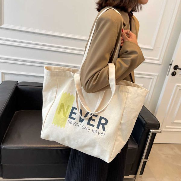 

ins style large capacity canvas bag women's bag lazy letter student shoulder bag fashion handheld tote bag tide
