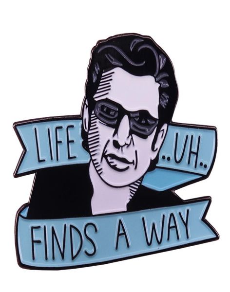 

life uh finds a way enamel pin jurassic park jeff goldblum badge wisdom gift clothes bags accessory4889341, Gray