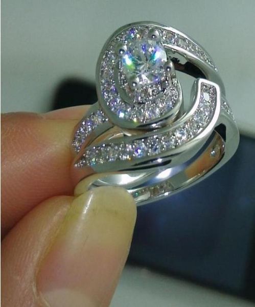 

size 678910 brand design fashion jewelry white z 10kt white gold filled gem wedding ring set gift4282557, Silver