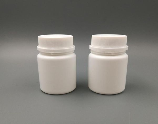 

50pcslot 50ml 50cc hdpe white vitamin container plastic empty refillable medical pill bottle with tamper proof cap6520027