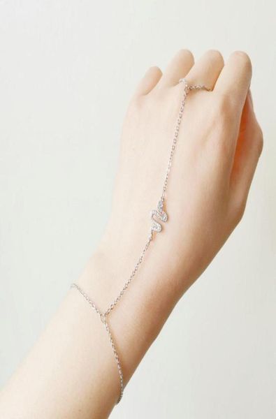 

charm bracelets stainless steel hand chain bracelet shaped slave cz dainty handchain gift for hercharm7390862, Golden;silver