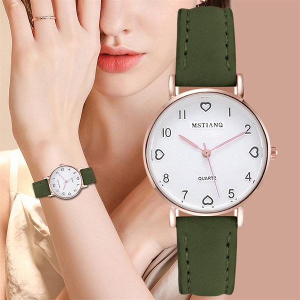 

2020 new watch women simple fashion casual small dial women's watches leather strap quartz clock wrist watches gift reloj muj1844, Slivery;brown