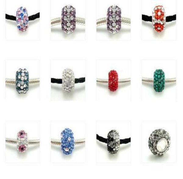 

mix color 925 sterling silver rhinestone european beads for jewelry charm bracelet necklace 10pcslot dl0120419866839048, Black