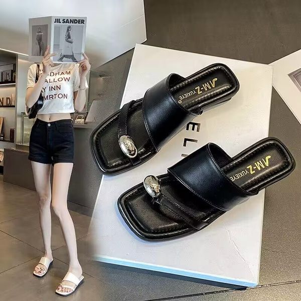 

fashion women's slippers outdoor slimming set toe sandals comfortable non-slip personality beautiful beach play, Black