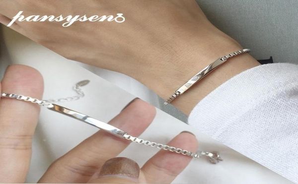 

pansysen 100 solid real 925 sterling silver box chain link bracelet for women girls lady 19cm women039s fine jewelry bracelets3429411, Golden;silver