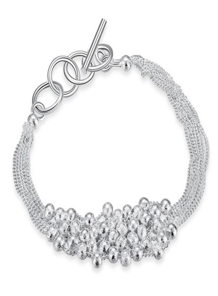 

sixline sand bead bracelet sterling silver plated bracelet wedding gift fashion men and women 925 silver bracelet spb0307689361, Golden;silver