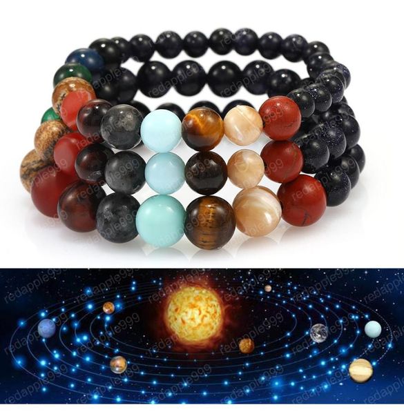 

new men bracelet universe galaxy the eight planets bead bracelet natural stone universe yoga solar chakra bracelet for women men j1127725, Black