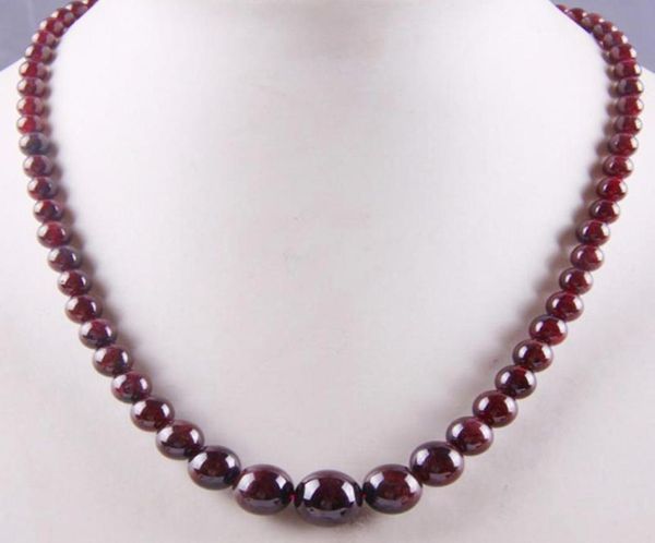 

natural garnet graduated round beads necklace 17 inch jewelry for gift f190 chains4905336, Silver