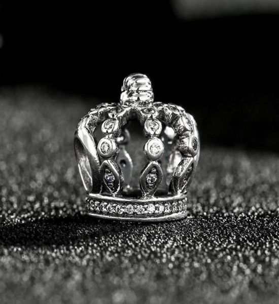 

2017 spring fairy tale crown charms bead fits brand bracelets 925 sterling silver clear cz princess beads diy jewelry4801627
