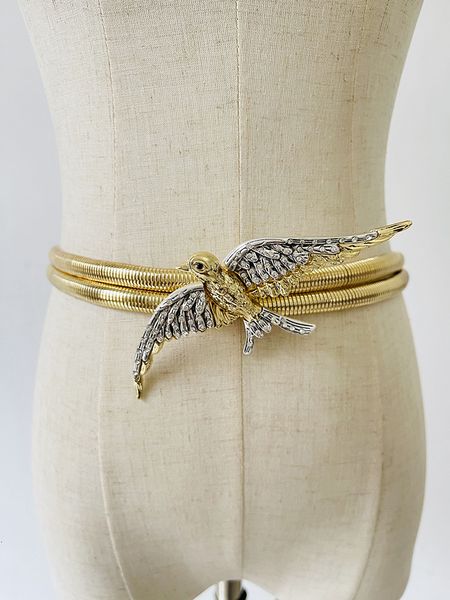 

belts fashion women double chain belt bird buckle waist 230427, Black;brown