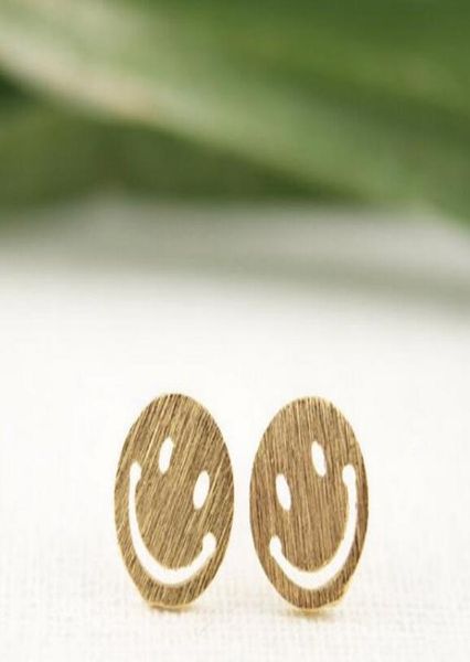 

fashion cartoon smiling face stud earrings whole 0123455674377, Golden;silver