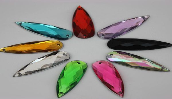 

100pcs 1030mm acrylic rhinestones crystals beads long drop accessories sew on for dress stones 2 hole zz1116920422, Black