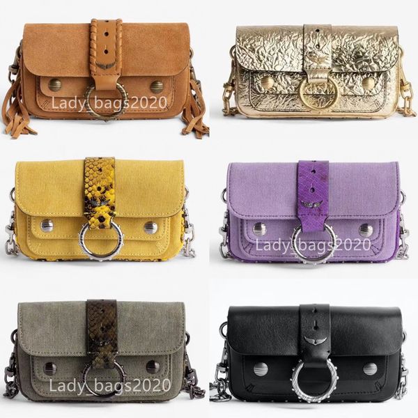 

zadig voltaire kate bag zv ring chains bags canvas designer suede mini wings diamond-ironing woman shoulder bag rivet crossbody purse leathe