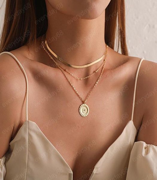 

silver gold chains multilayer choker necklace pendant necklaces wrap women fashion jewelry4969376