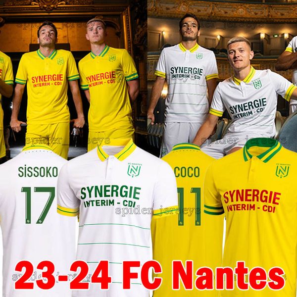 

23 24 maillots fc nantes soccer jerseys girotto pallois 2023 2024 chirivella guessand blas football shirts coco ganago sissoko simon men uni, Black;yellow