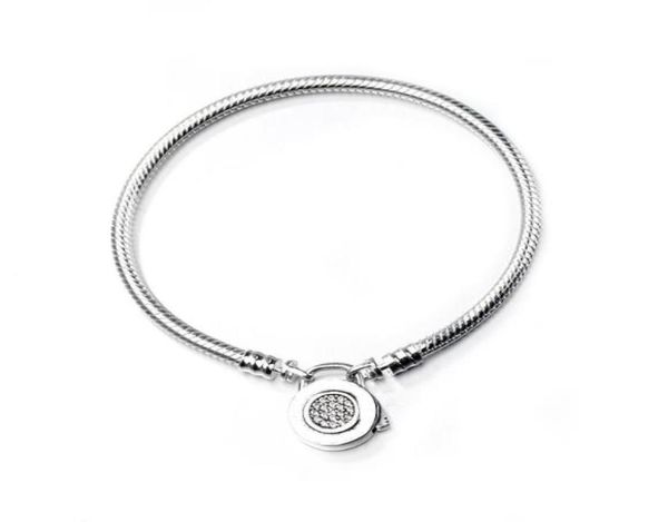 

925 sterling silver bracelets 3mm chain fit lock bangle bracelet jewelry gift for men women w797239963, Golden;silver