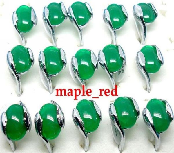 

whole 20pcslot beautiful green jade stone rings mixed size for woman jewelry rings low 6072573, Golden;silver